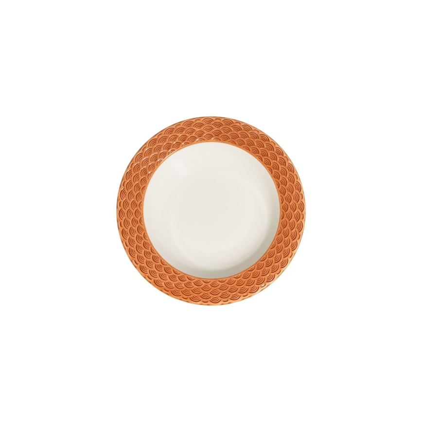 Spisesæt i porcelæn, 24 dele, hvid/orange