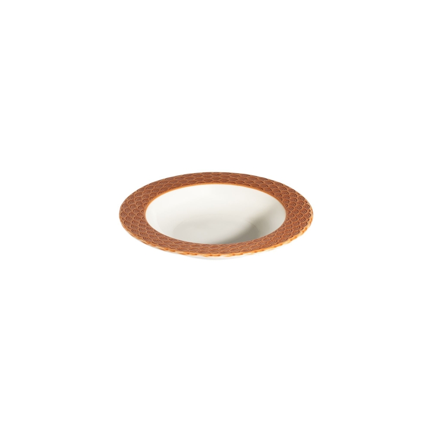 Spisesæt i porcelæn, 24 dele, hvid/orange