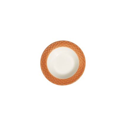 Spisesæt i porcelæn, 24 dele, hvid/orange