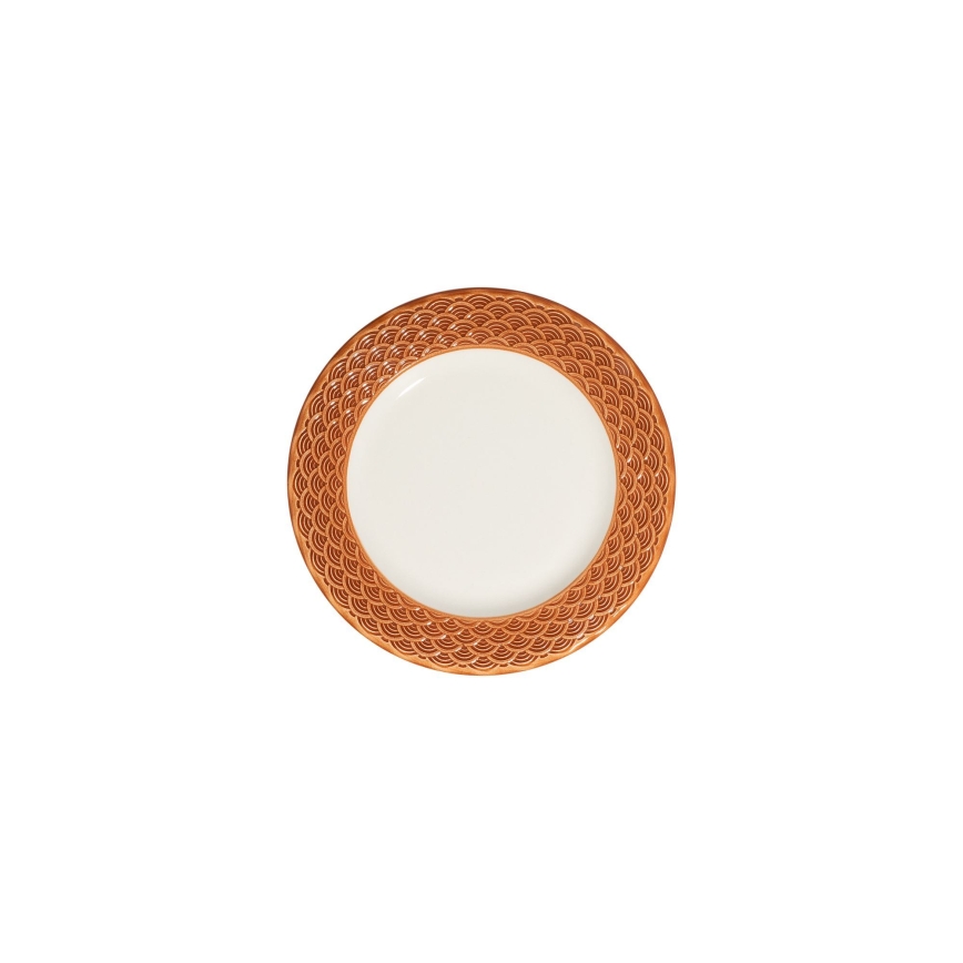 Spisesæt i porcelæn, 24 dele, hvid/orange