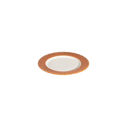Spisesæt i porcelæn, 24 dele, hvid/orange