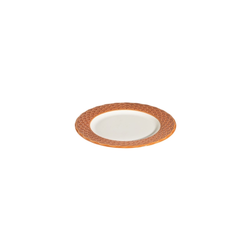 Spisesæt i porcelæn, 24 dele, hvid/orange