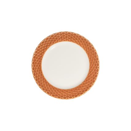 Spisesæt i porcelæn, 24 dele, hvid/orange