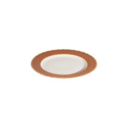 Spisesæt i porcelæn, 24 dele, hvid/orange