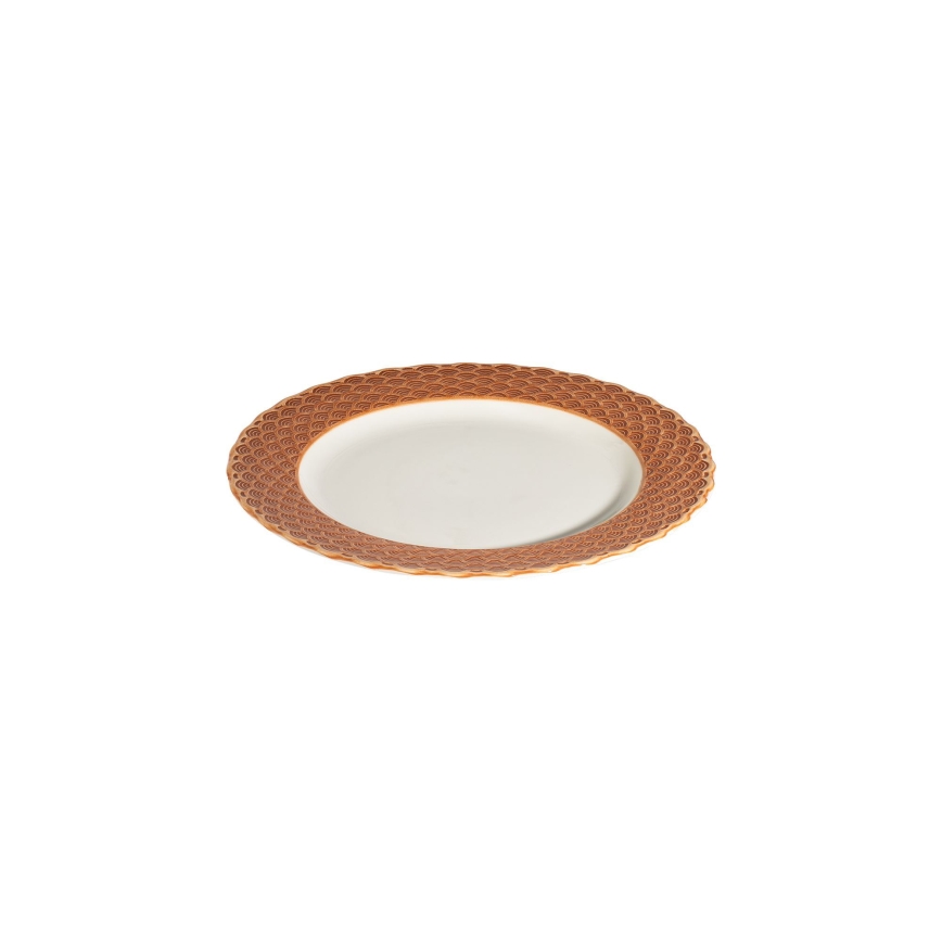Spisesæt i porcelæn, 24 dele, hvid/orange