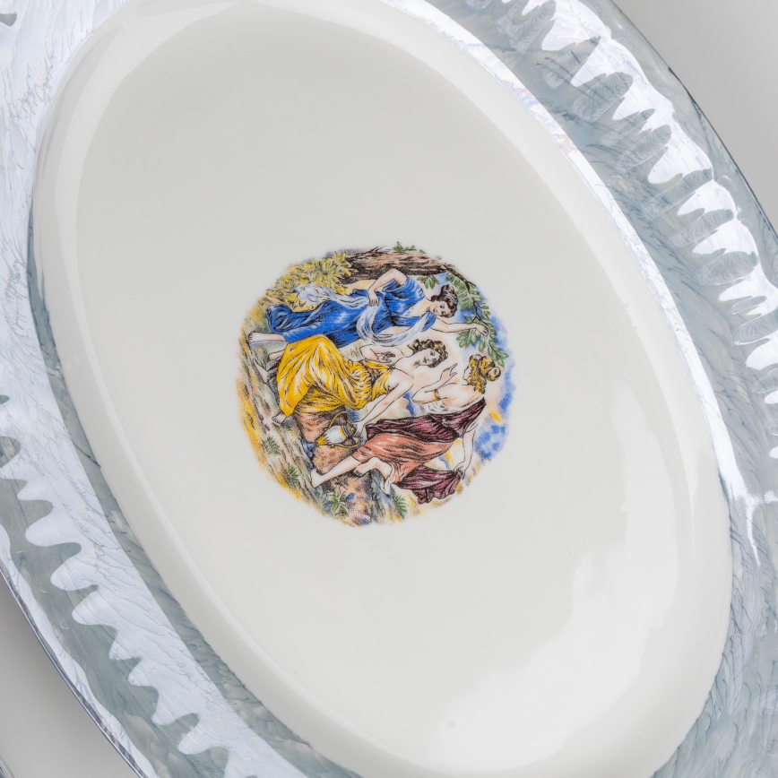Spisesæt porcelæn 26 stykker blå med perlefinish