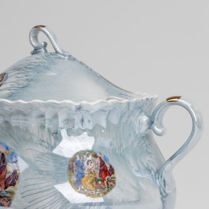 Spisesæt porcelæn 26 stykker blå med perlefinish