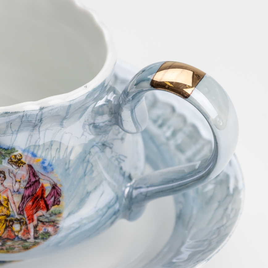 Spisesæt porcelæn 26 stykker blå med perlefinish