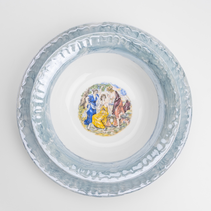 Spisesæt porcelæn 26 stykker blå med perlefinish
