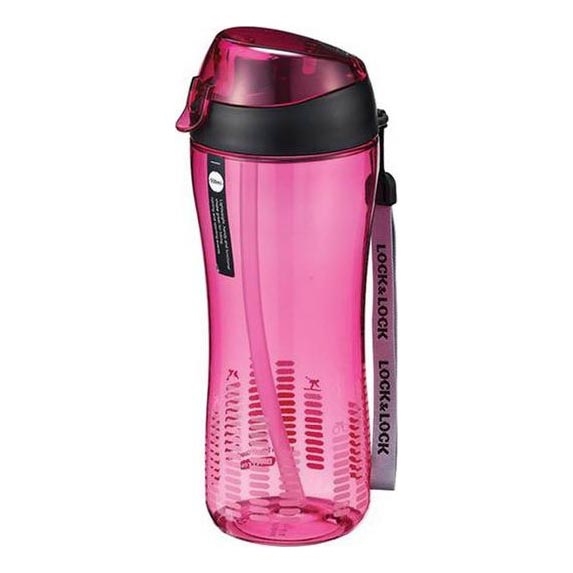 Sportflaske med sugerør 550 ml lyserød