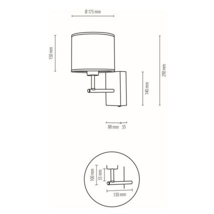 Væglampe BOHO 1xE27/25W/230V eg – FSC certificeret