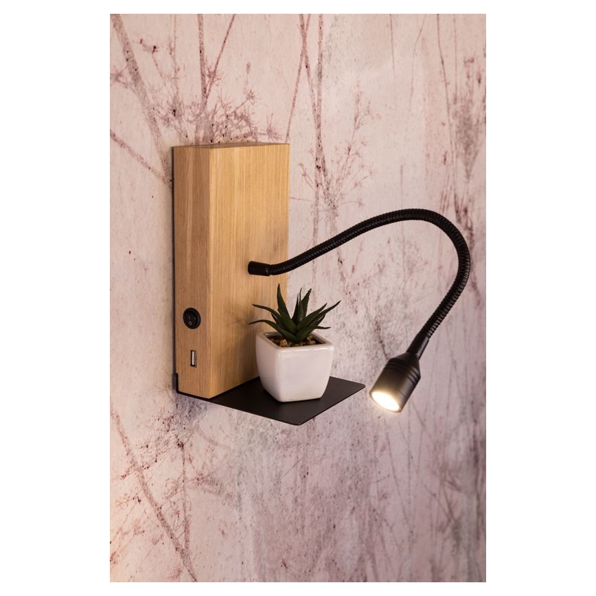 Væglampe LECTOR LED/2,5W/230V USB eg – FSC certificeret