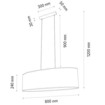 Pendel MERCEDES 2xE27/40W/230V cremefarvet/eg – FSC certificeret