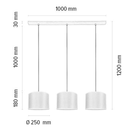 Pendel BENITA 3xE27/40W/230V hvid/eg – FSC certificeret