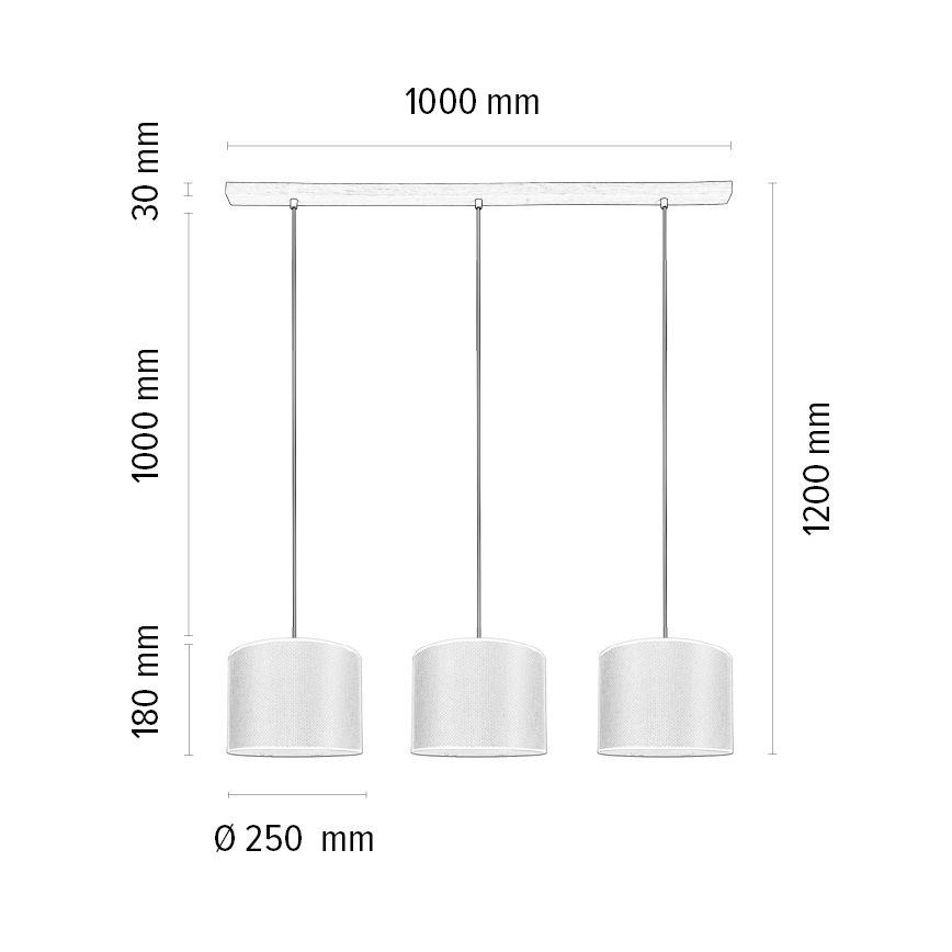 Pendel BENITA 3xE27/40W/230V hvid/eg – FSC certificeret