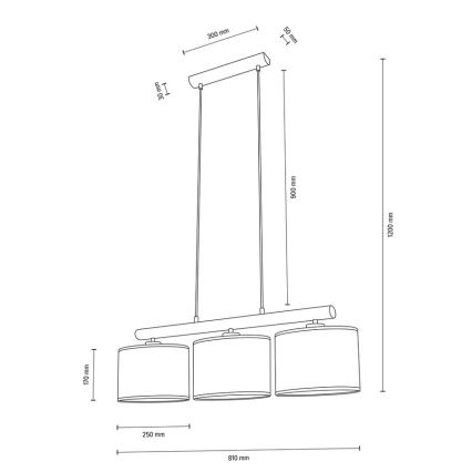 Pendel MERCEDES 3xE27/40W/230V hvid/eg – FSC certificeret