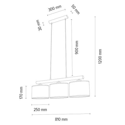 Pendel MERCEDES 3xE27/40W/230V brun/eg – FSC certificeret