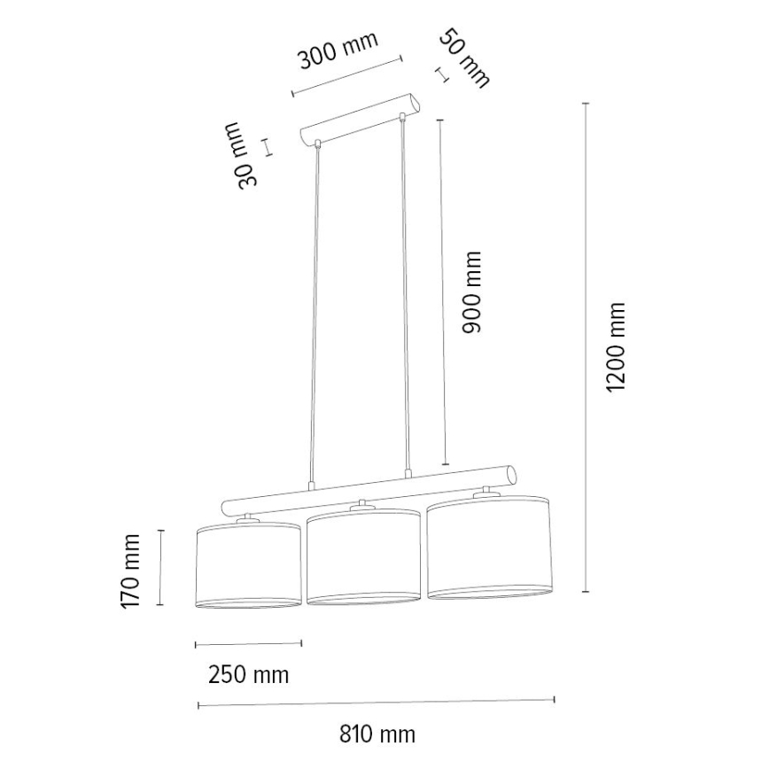 Pendel MERCEDES 3xE27/40W/230V brun/eg – FSC certificeret