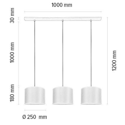 Pendel BENITA 3xE27/40W/230V cremefarvet/eg – FSC certificeret