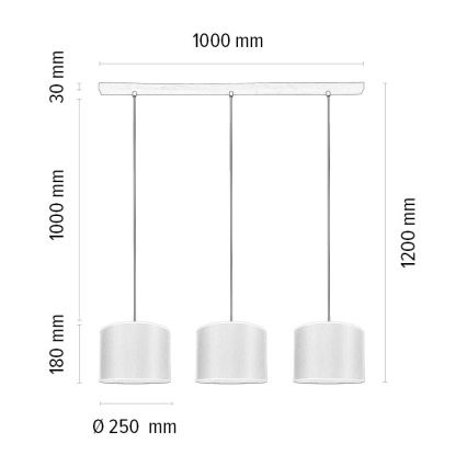 Pendel BENITA 3xE27/40W/230V brun/eg – FSC certificeret