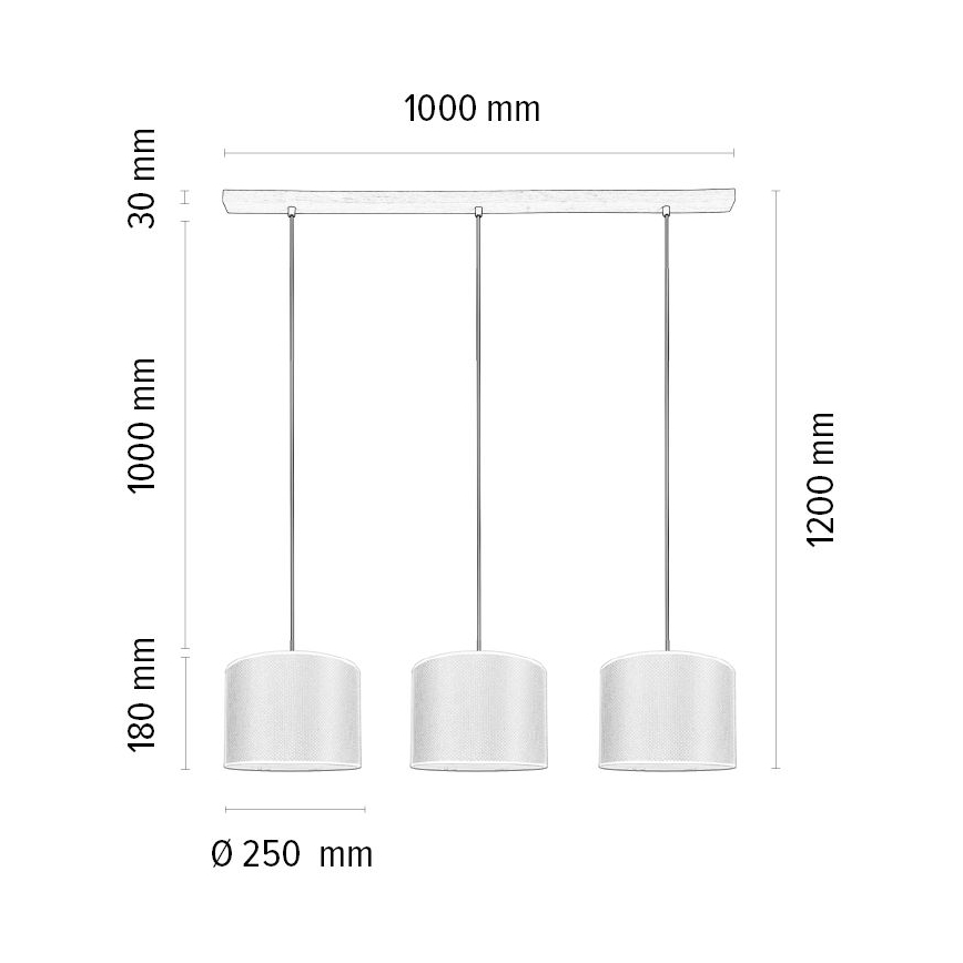 Pendel BENITA 3xE27/40W/230V brun/eg – FSC certificeret