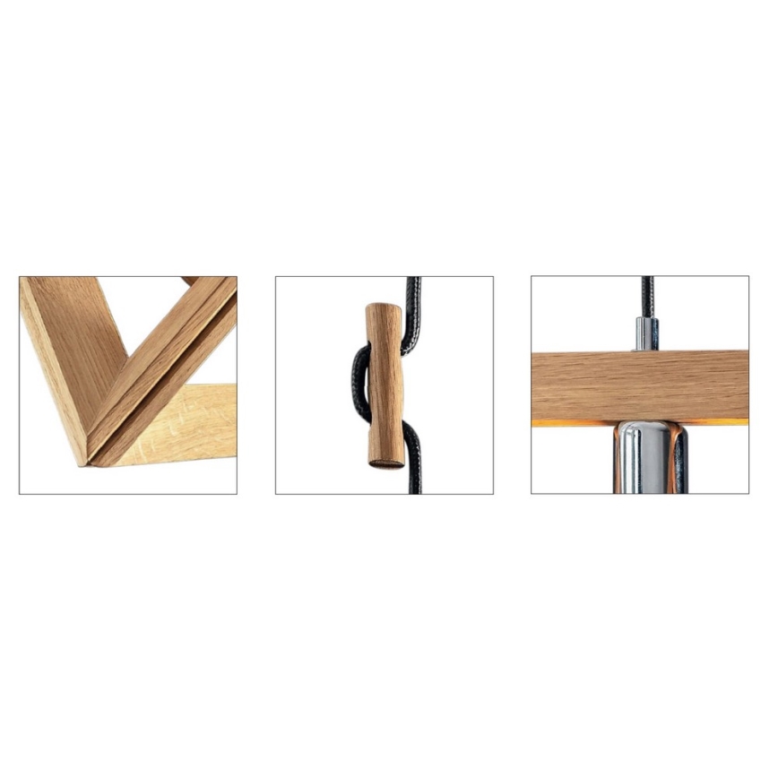 Pendel på kabel TRIGONON 1xE27/60W/230V mat egetræ