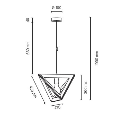 Pendel TRIGONON 1xE27/60W/230V mat eg - FSC-certificeret