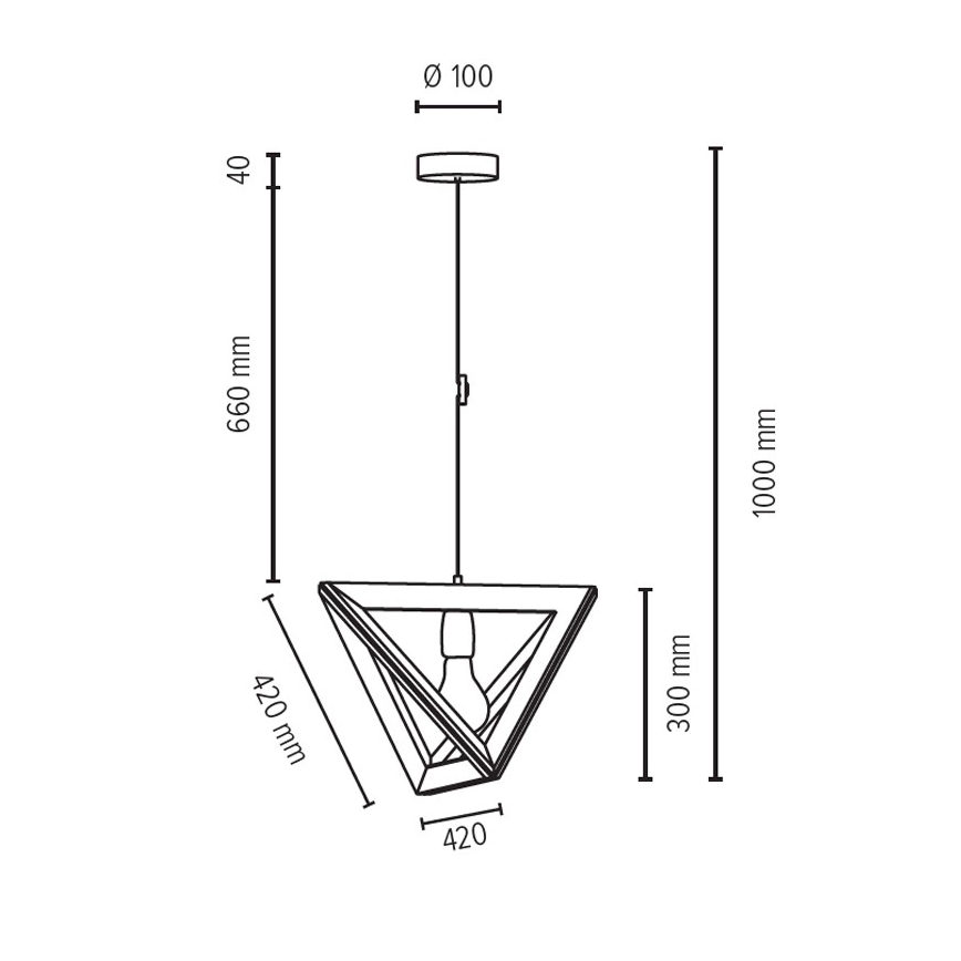 Pendel TRIGONON 1xE27/60W/230V bøgetræ - FSC-certificeret