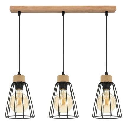 Spot-Light - Pendel ORAZIO 3xE27/60W/230V egetræ - FSC-certificeret