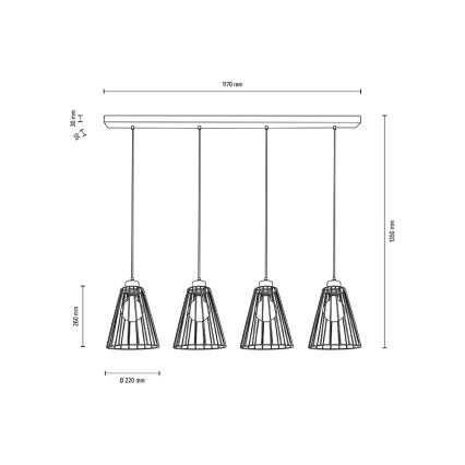 Pendel ORAZIO 4xE27/60W/230V eg - FSC-certificeret