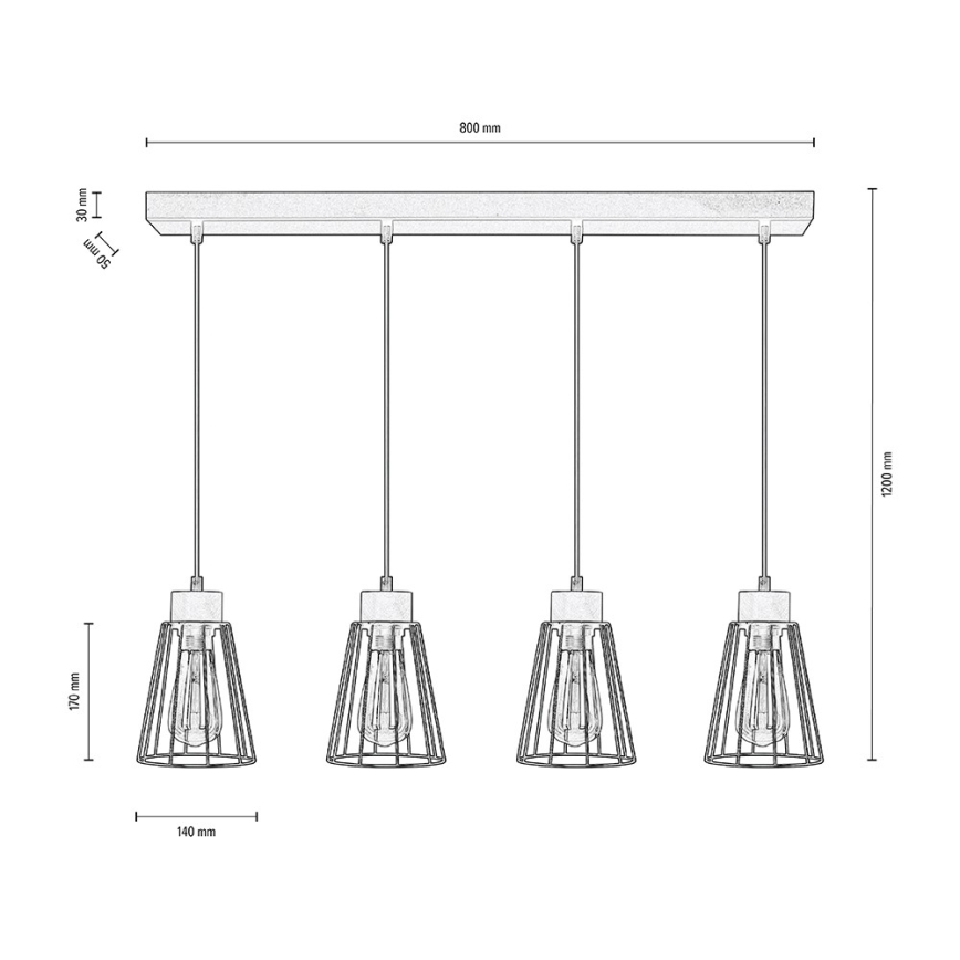 Spot-Light - Pendel ORAZIO 4xE27/60W/230V Birk