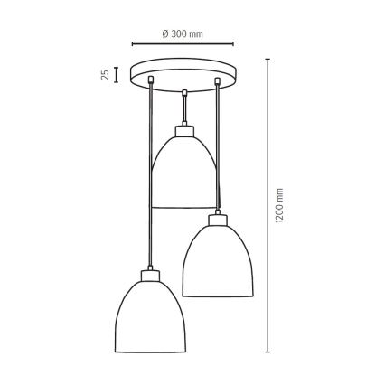 Loftlampe på kabel AURA 3xE27/60W/230V bøg