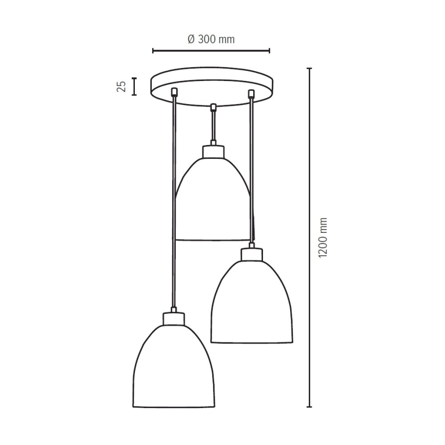 Loftlampe på kabel AURA 3xE27/60W/230V bøg