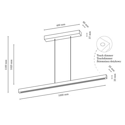 LED pendel dæmpbar SMAL LED/15W/230V - FSC-certificeret