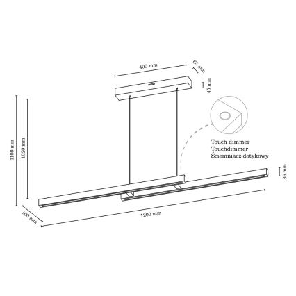 LED pendel dæmpbar SMAL 2xLED/22,5W/230V - FSC-certificeret