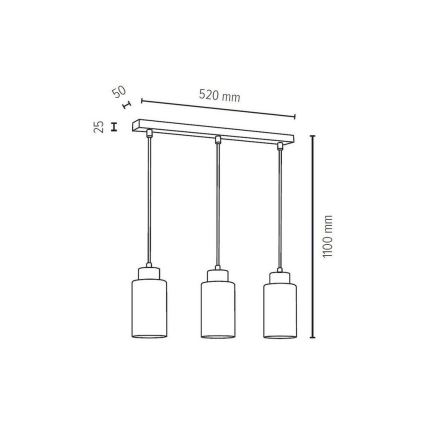 Pendel BOSCO 3xE27/60W/230V - FSC-certificeret