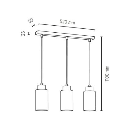 Loftlampe på kabel BOSCO 3xE27/60W/230V eg