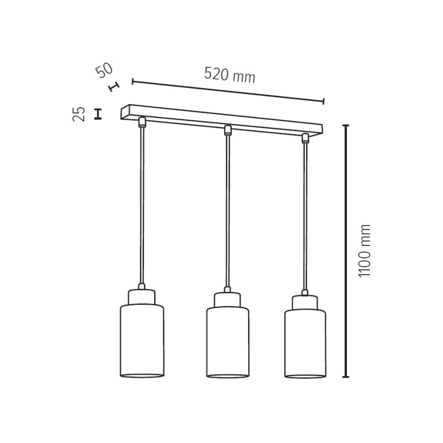 Loftlampe på kabel BOSCO 3xE27/60W/230V eg