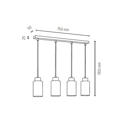 Pendel BOSCO 4xE27/60W/230V - FSC-certificeret