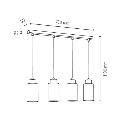 Pendel BOSCO 4xE27/60W/230V - FSC-certificeret