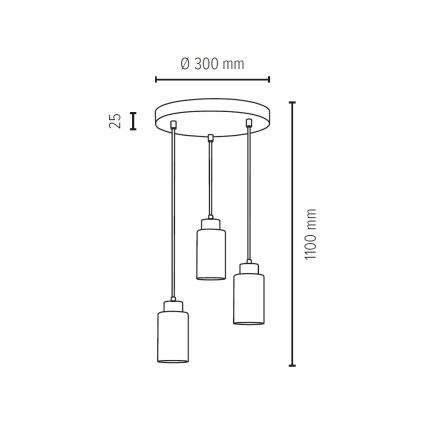 Loftlampe på kabel BOSCO 3xE27/60W/230V eg