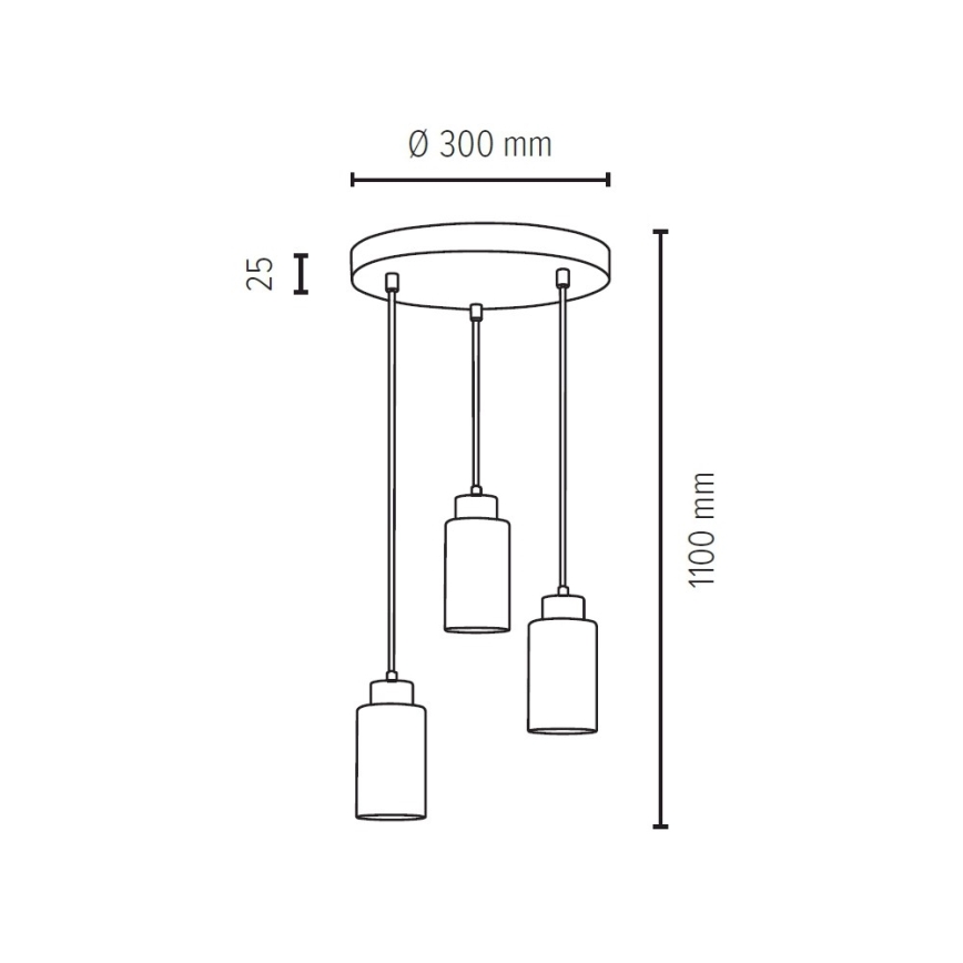 Loftlampe på kabel BOSCO 3xE27/60W/230V eg