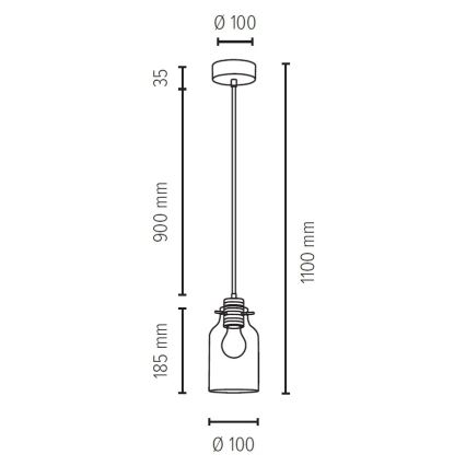 Loftlampe på kabel ALESSANDRO 1xE27/60W/230V bøg