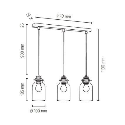 Pendel ALESSANDRO 3xE27/60W/230V - FSC-certificeret