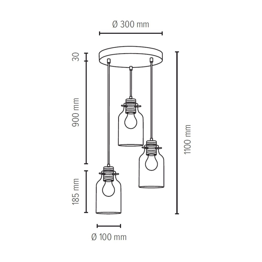 Loftlampe på ledning ALESSANDRO 3xE27/60W/230V bøg