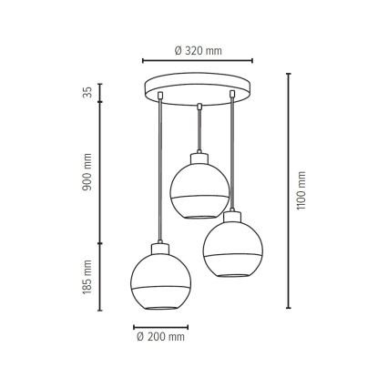 Pendel FRESH 3xE27/60W/230V - FSC-certificeret