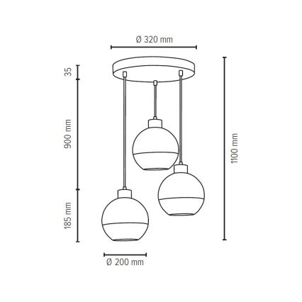 Pendel FRESH 3xE27/60W/230V - FSC-certificeret