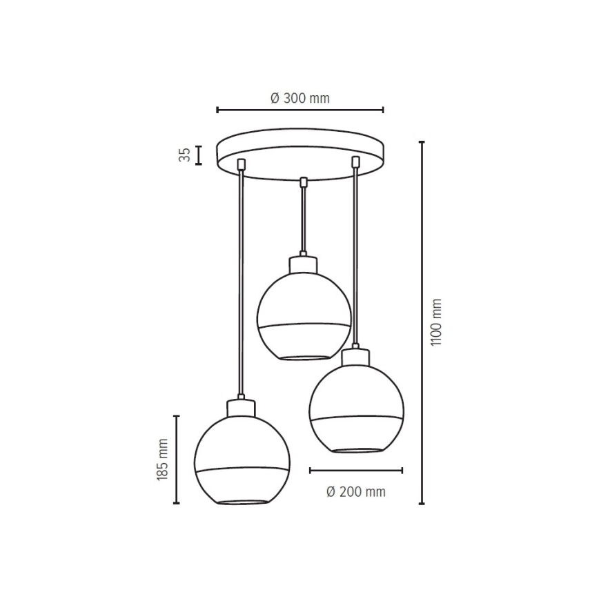 Pendel LINEA 3xE27/60W/230V - FSC-certificeret