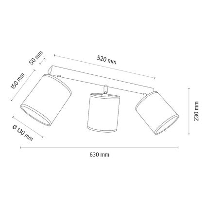 Spotlampe BENITA 3xE27/25W/230V cremefarvet/eg – FSC certificeret