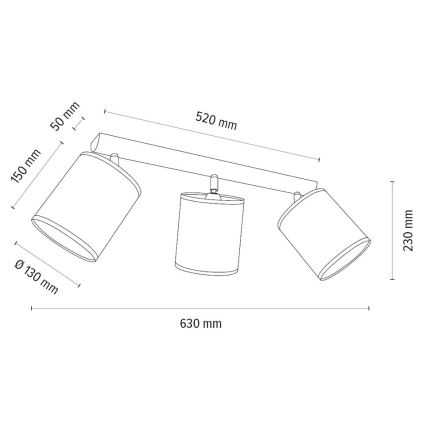 Spotlampe BENITA 3xE27/25W/230V hvid/eg – FSC certificeret